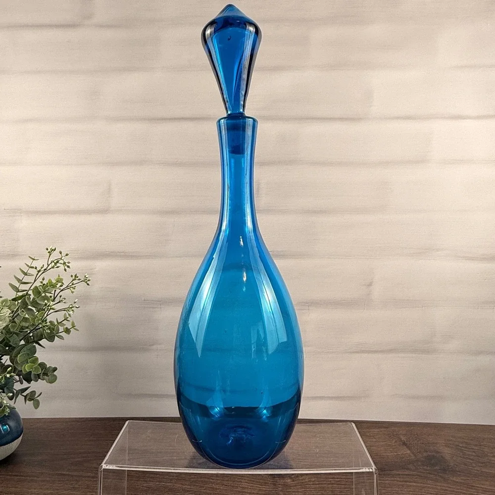 Blenko 6734 Turquoise Glass Decanter Joel Myers 1967 MCM
